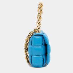 Bottega Veneta Blue Nappa Intrecciato Padded Chain Cassette Satchel