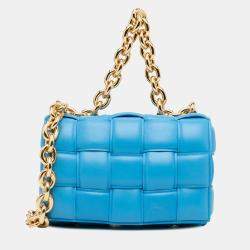 Bottega Veneta Blue Nappa Intrecciato Padded Chain Cassette Satchel