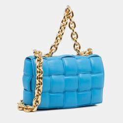 Bottega Veneta Blue Nappa Intrecciato Padded Chain Cassette Satchel