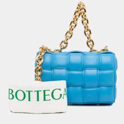 Bottega Veneta Blue Nappa Intrecciato Padded Chain Cassette Satchel