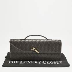 Bottega Veneta Dark Brown Intrecciato Leather Andiamo Long Clutch