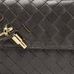 Bottega Veneta Dark Brown Intrecciato Leather Andiamo Long Clutch