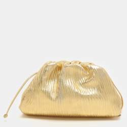 Bottega Veneta Metallic Gold Bark Leather Mini The Pouch Bag