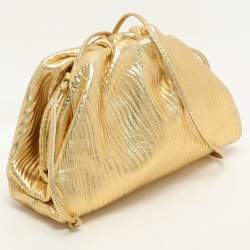 Bottega Veneta Metallic Gold Bark Leather Mini The Pouch Bag