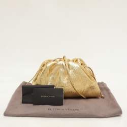 Bottega Veneta Metallic Gold Bark Leather Mini The Pouch Bag