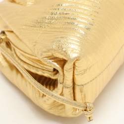 Bottega Veneta Metallic Gold Bark Leather Mini The Pouch Bag