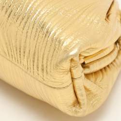 Bottega Veneta Metallic Gold Bark Leather Mini The Pouch Bag