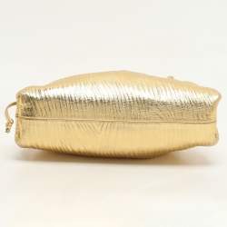 Bottega Veneta Metallic Gold Bark Leather Mini The Pouch Bag