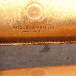 Bottega Veneta Gold Metalic Leather Frame Clutch