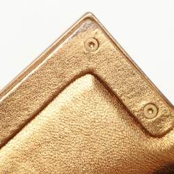 Bottega Veneta Gold Metalic Leather Frame Clutch