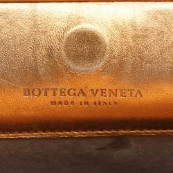 Bottega Veneta Gold Metalic Leather Frame Clutch