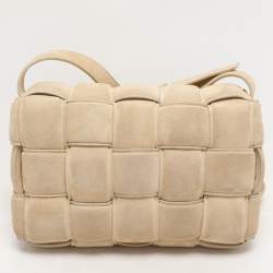 Bottega Veneta Beige Padded Suede Cassette Shoulder Bag