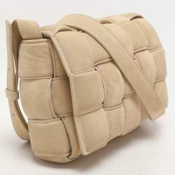 Bottega Veneta Beige Padded Suede Cassette Shoulder Bag