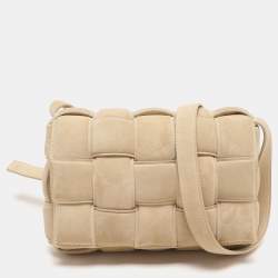 Bottega Veneta Beige Padded Suede Cassette Shoulder Bag