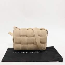 Bottega Veneta Beige Padded Suede Cassette Shoulder Bag