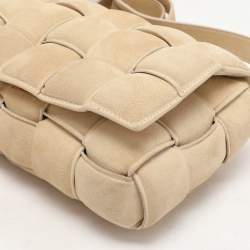 Bottega Veneta Beige Padded Suede Cassette Shoulder Bag