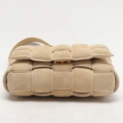 Bottega Veneta Beige Padded Suede Cassette Shoulder Bag