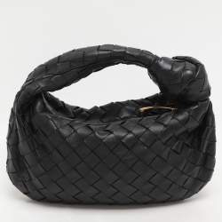 Pre Owned Bottega Veneta Black Intrecciato Leather Mini Jodie Hobo
