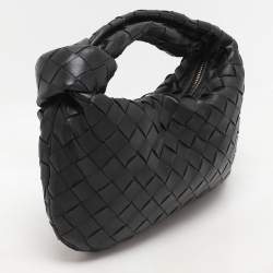 Pre Owned Bottega Veneta Black Intrecciato Leather Mini Jodie Hobo
