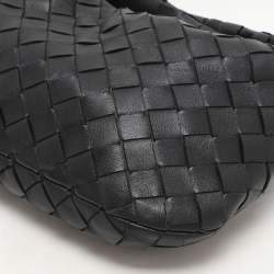 Pre Owned Bottega Veneta Black Intrecciato Leather Mini Jodie Hobo