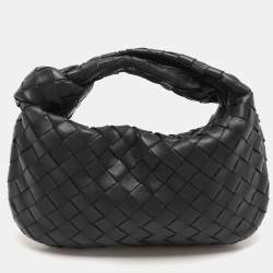 Pre Owned Bottega Veneta Black Intrecciato Leather Mini Jodie Hobo
