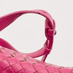 Pre Owned Bottega Veneta Fuchsia Intrecciato Leather Flap Crossbody Bag