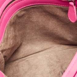 Pre Owned Bottega Veneta Fuchsia Intrecciato Leather Flap Crossbody Bag