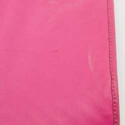 Pre Owned Bottega Veneta Fuchsia Intrecciato Leather Flap Crossbody Bag