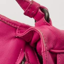 Pre Owned Bottega Veneta Fuchsia Intrecciato Leather Flap Crossbody Bag