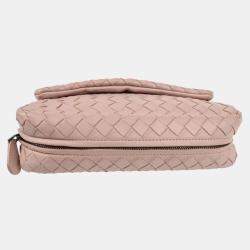 Pre Owned Bottega Veneta Pink Intrecciato Crossbody Bag