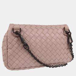 Pre Owned Bottega Veneta Pink Intrecciato Crossbody Bag