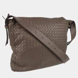 Bottega Veneta Gray Intrecciato Messenger Bag