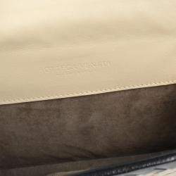 Bottega Veneta White Black Intrecciato Chain Shoulder Bag