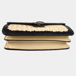 Bottega Veneta White Black Intrecciato Chain Shoulder Bag