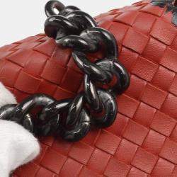 Bottega Veneta Red Black intrecciato Chain Shoulder Bag