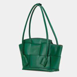 Bottega Veneta Green Small Calfskin Maxi Intrecciato Arco Satchel
