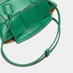 Bottega Veneta Green Small Calfskin Maxi Intrecciato Arco Satchel