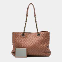 Bottega Veneta Pink Large Nappa Intrecciato Classic Chain Strap Tote