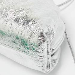 Pre Owned Bottega Veneta Silver Leather Mini The Pouch Clutch 