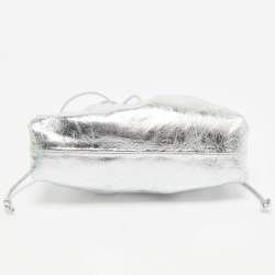 Pre Owned Bottega Veneta Silver Leather Mini The Pouch Clutch 