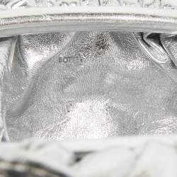 Pre Owned Bottega Veneta Silver Leather Mini The Pouch Clutch 