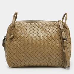 Bottega Veneta Dark Beige Intrecciato Leather Nodini Crossbody Bag