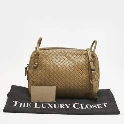 Bottega Veneta Dark Beige Intrecciato Leather Nodini Crossbody Bag