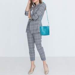 Pre Owned Bottega Veneta Blue Leather Small Cassette Bucket Bag