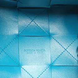 Pre Owned Bottega Veneta Blue Leather Small Cassette Bucket Bag