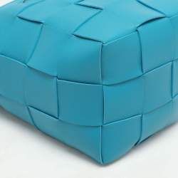 Pre Owned Bottega Veneta Blue Leather Small Cassette Bucket Bag