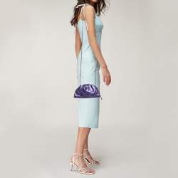 Bottega Veneta Metallic Purple Leather Mini The Pouch Clutch 