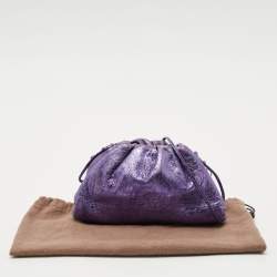 Bottega Veneta Metallic Purple Leather Mini The Pouch Clutch 