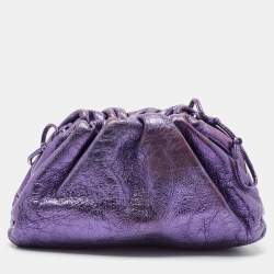 Bottega Veneta Metallic Purple Leather Mini The Pouch Clutch 