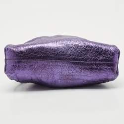 Bottega Veneta Metallic Purple Leather Mini The Pouch Clutch 